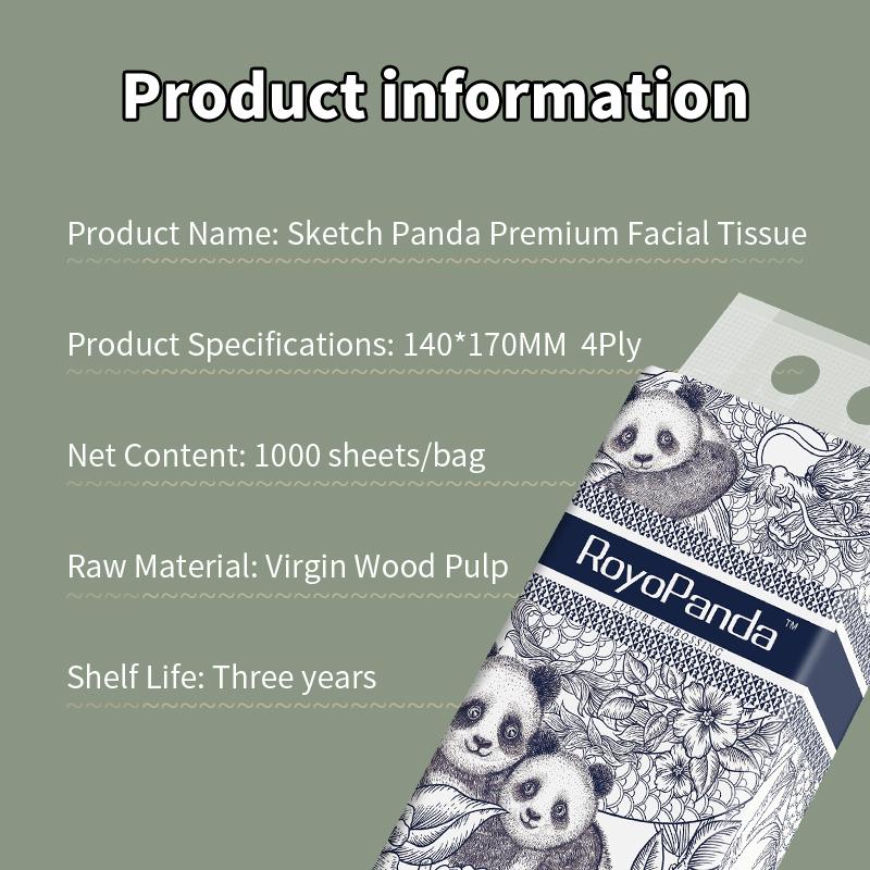 [5 PCS]ROYO PANDA Tissue Hanging Tissue Soft Deluxe Tissue Facial Tissue Cheerful Tissue Comfortable Tissue Hanging Tisu 5000 Sheets 4 Lapis, 5 Pek 140*170mm, 1000 Helaian 5