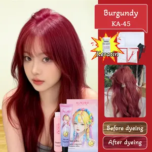 KOKIRA hair color Burgundy-45 200ml+Hair care essential oil cat rambut pewarna rambut warna rambut tanpa bleaching