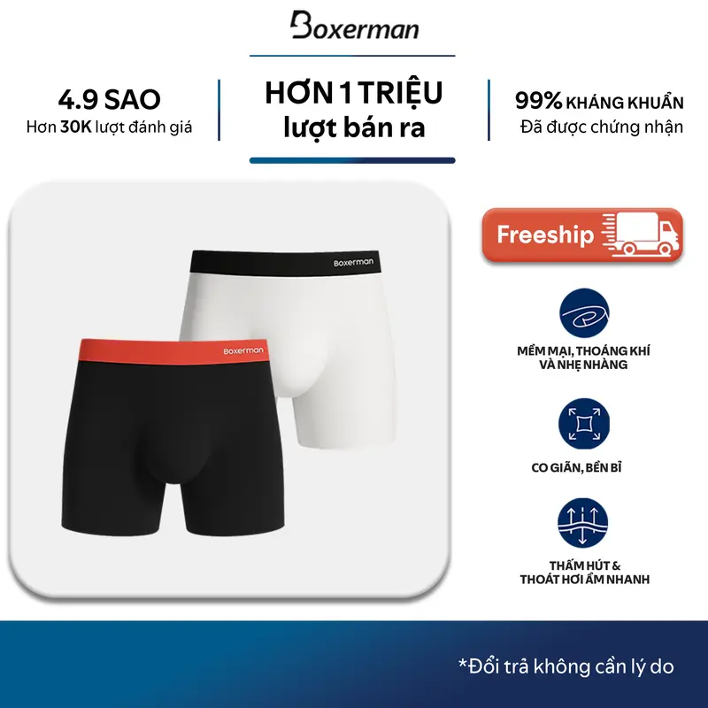 Combo 2 Quần lót nam Boxer Brief - 3D PRO Boxerman, Ép nhiệt định hình, ôm body, nâng túi trước cực chuẩn 0