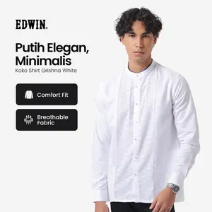 EDWIN JEANS - Kemeja Koko Pria Lengan Panjang GRISHNA WHITE Baju Muslim Pria Top Man Muslim Shirt