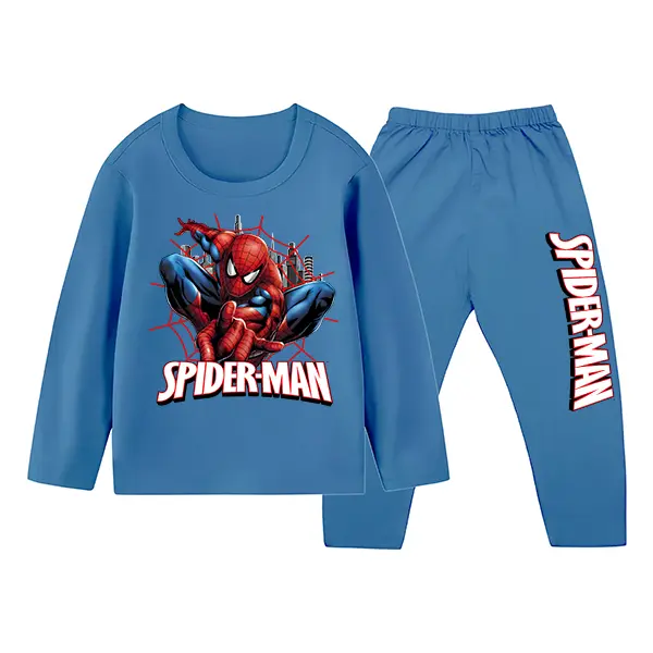 Setelan Baju Tidur Anak Gambar Spiderman Piyama Ukuran 1 Sampai 10 Tahun Polyester Soft laki 7–10 Laki-Laki Lengan Perempuan Cotton 5