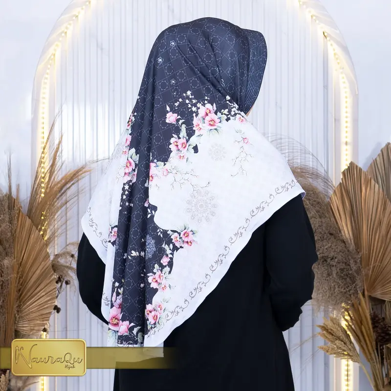 Jilbab Instan Bergo Motif Printing Jersey Premium SAKURA Kerudung Muslim Wanita Dewasa Daily Bergo Katun Renda Syari 3