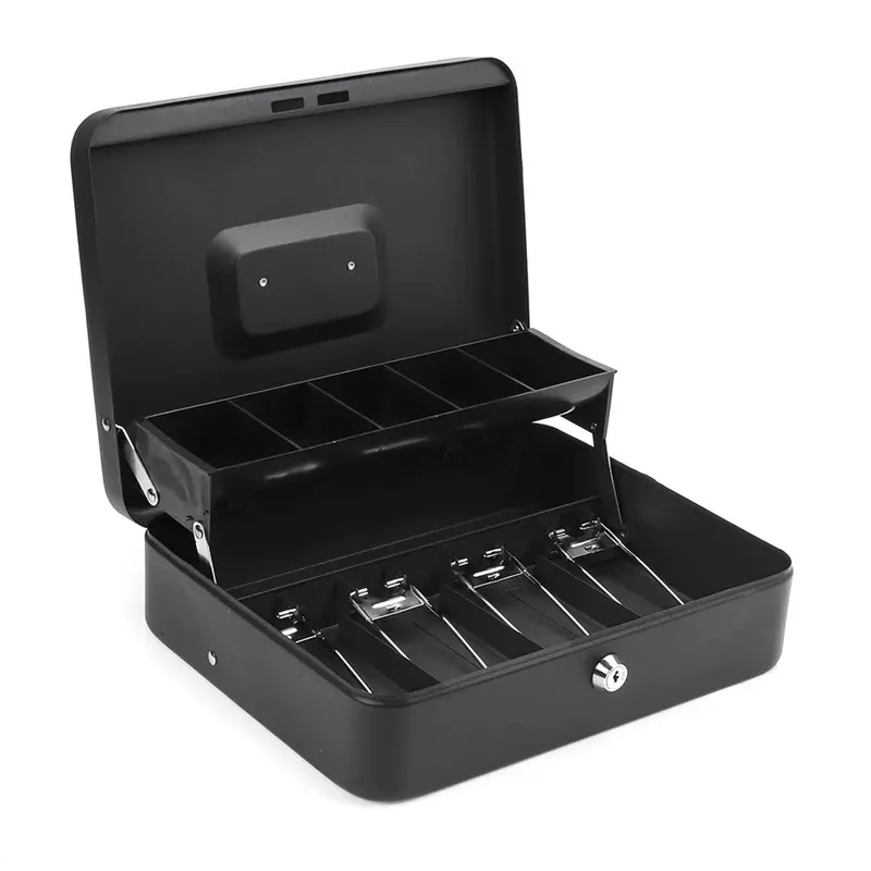 Kotak Uang Portable Cash Box Money Box Safety With Lock Security Compartment/Drawer Secret Metal 6