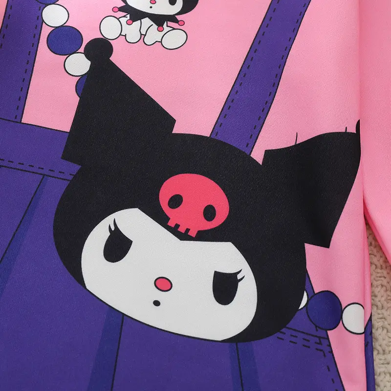 LITTLE LOVES 1-9 Tahun Gaun Ungu Dress Kuromi Katun Rick Rok Tas Anak Back Band Rok Kids Kartun D002 3
