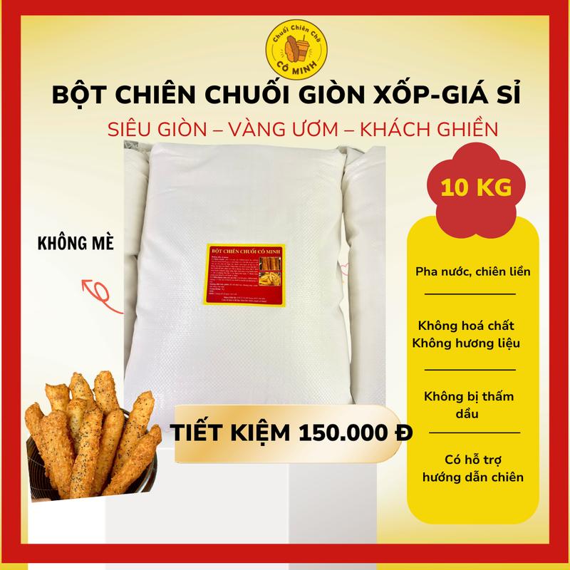 1 Bao 10 kí bột chiên chuối pha sẵn cô Minh-KHÔNG MÈ-giòn xốp dễ chiên giá sỉ