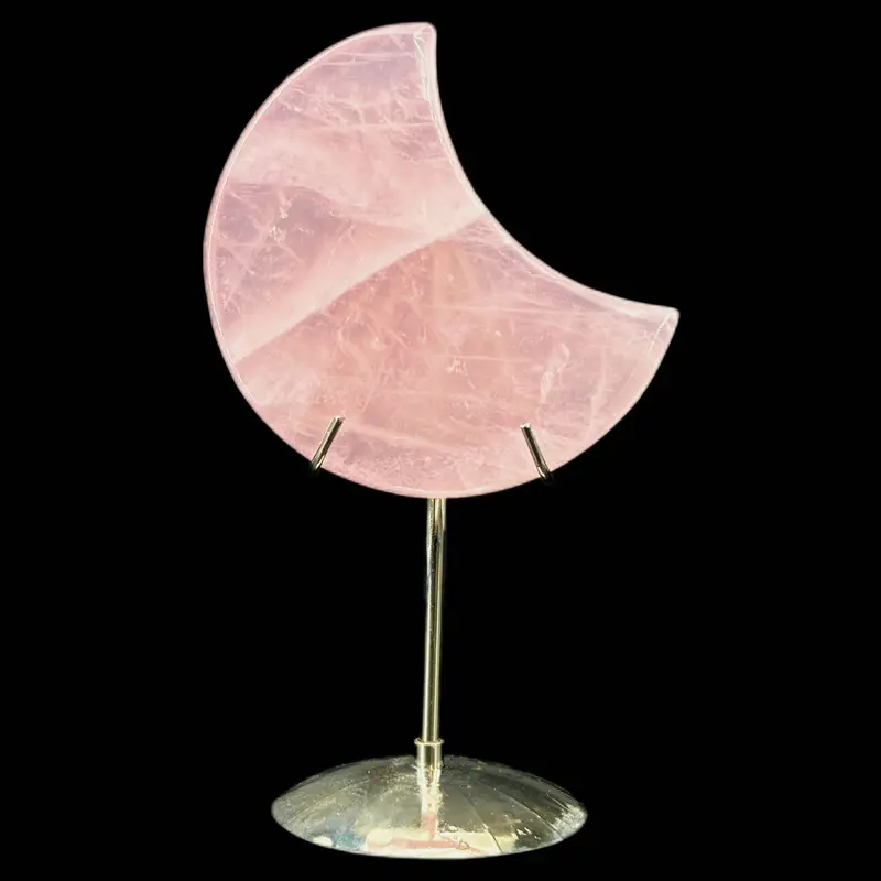 1 count "Elegant Rose Quartz Crescent Moon Decor - Hand - Carved Gemstone Art | 9.5 - 10cm" 5