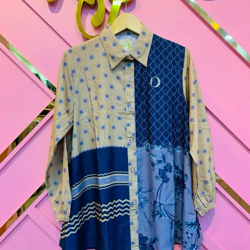 Atasan wanita terbaru // kemeja motif bahan silk printing 01
