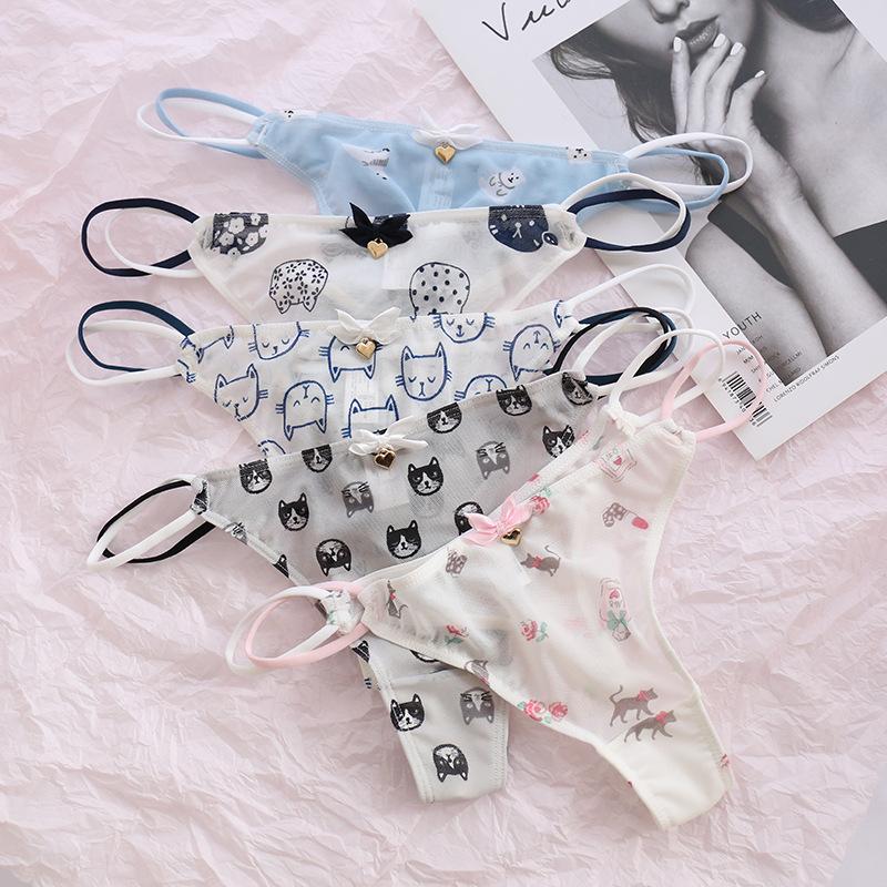 Product Introduction of Sexy Women Thongs Panties Sexy Mesh Transparent Solid Color Low-Rise Seamless Underwear Cute Girls Ladies Mesh T-Back T-String 5