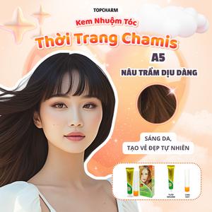 Kem nhuộm tóc màu Nâu Trầm A5 Tạo Vẻ Đẹp Tự Nhiên TOPCHARM 30 màu, lên màu nhanh chuẩn sắc, dưỡng tóc bóng mềm (kèm oxy, bao tay, lược) Nhuộm Tóc Đổi Màu Tóc Nữ