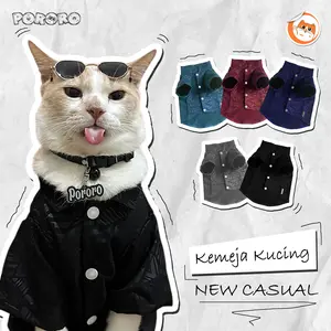 PORORO Baju Kucing Kemeja Kucing Pororo Bahan Premium Cotton Besway Embost Lembut Tebal Tidak Panas Tidak Stretch Ukuran M L XL