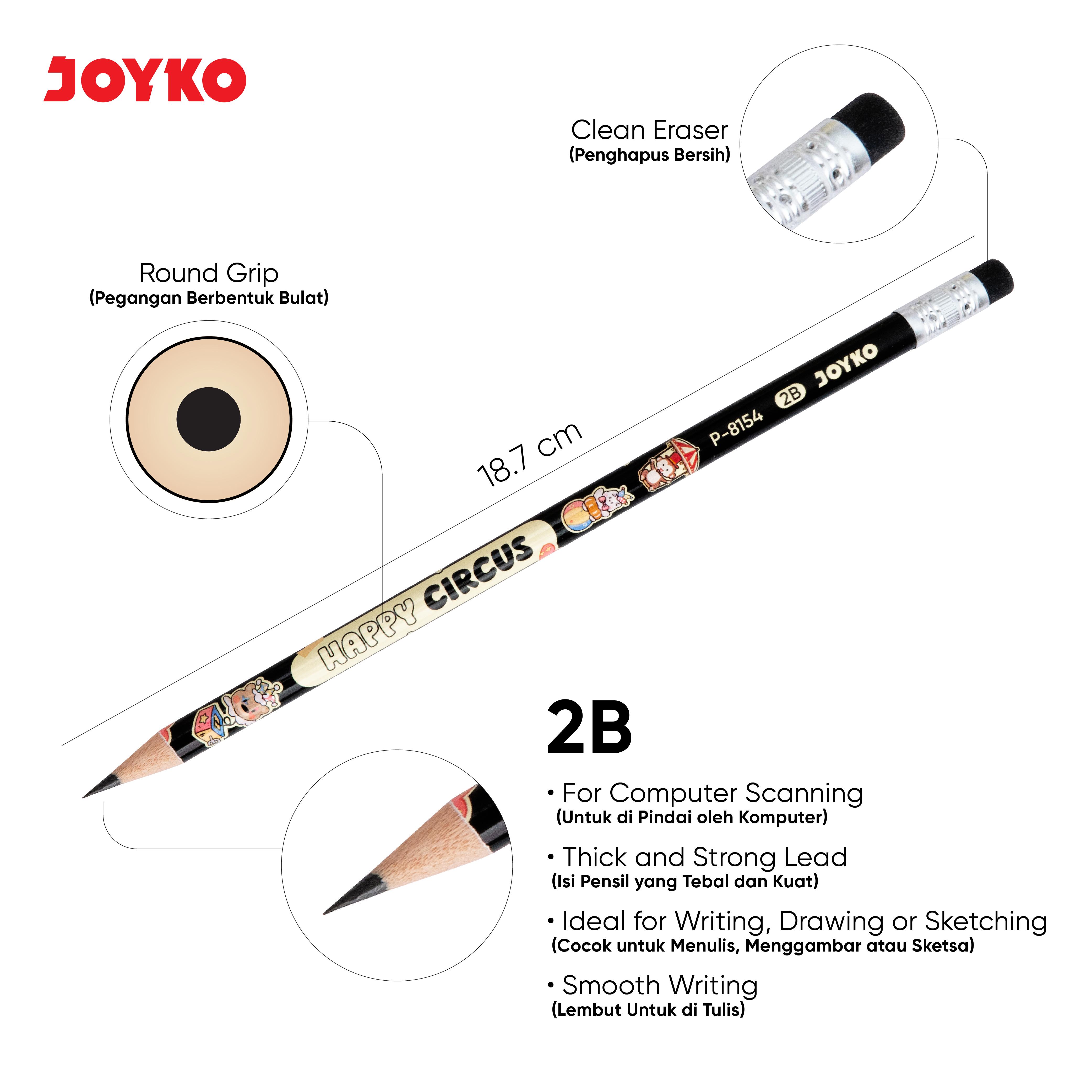 JOYKO Pencil Pensil P-8154 2B 1 Box 12 Pcs Happy Circus