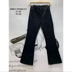 Celana Cutbray Panjang Hw Hitam Emily Evodom Jeans/ Celana Cutbray Hw Cewek Kekinian