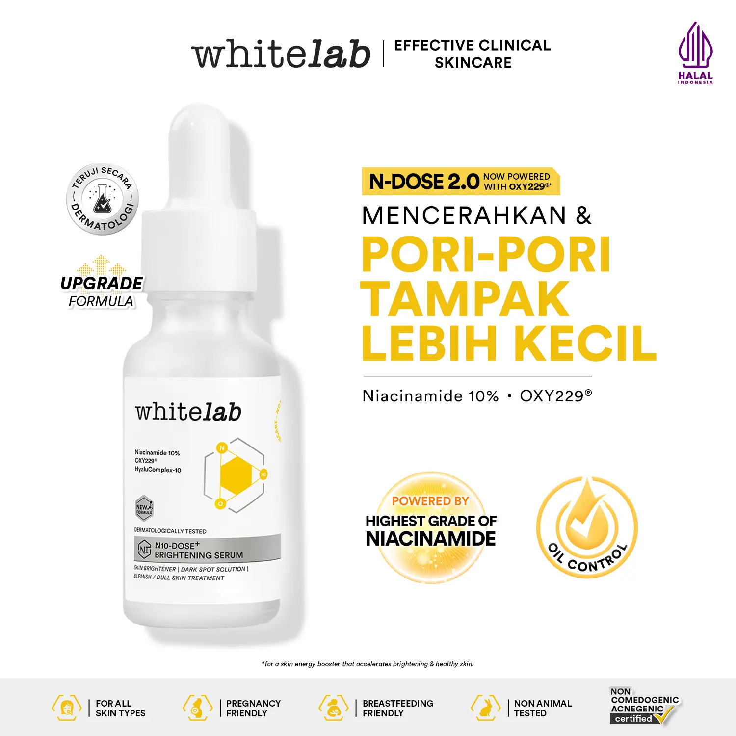 Whitelab [UPGRADE] N10-Dose+ Brightening Serum Niacinamide 10% - Pencerah wajah Mencerahkan