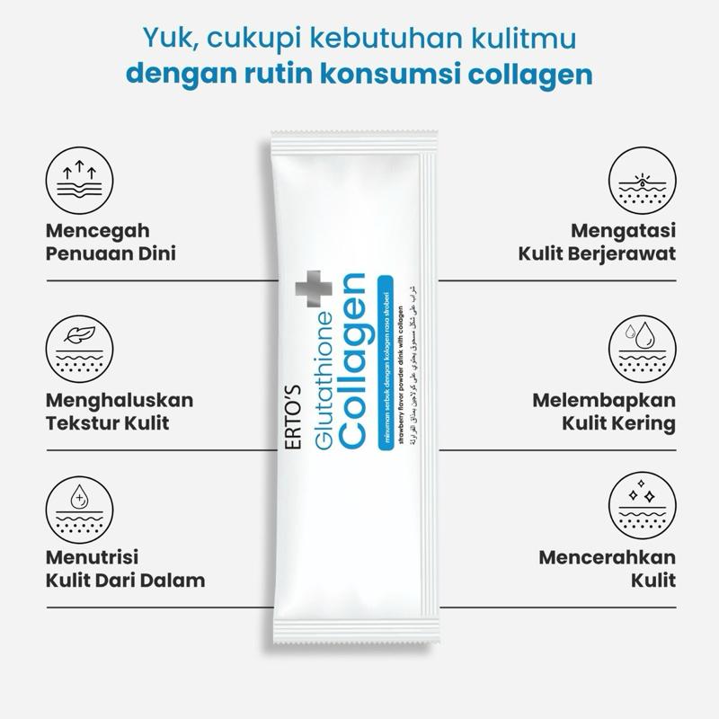 Erto's Glutathione Collagen Drink / Minuman Kolagen / Kolagen Ikan / Kolagen Alami / Glowing / Brightening / Untuk Semua Jenis Kulit / Collagen Drink / Minuman Collagen Rasa Strawberry / Whitening Booster Fish 9
