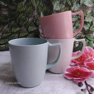6 Pcs Cangkir Gelas Mug Gagang Kopi Teh Susu Plastik 350 Ml Warna Semi Melamin Tebal Tahan Panas