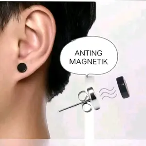 Anting Magnet Tanpa Tindik Body Hitam, Anting Tempel