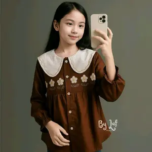 Blouse Anak Perempuan Motif Bunga Bordir Bahan Rayon Twill - Bunga Blouse by Laf