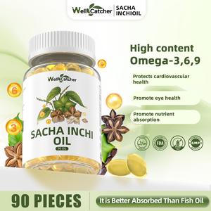 Wellcatcher-Sacha Inchi Oil Pure Plant Omega 3.6.9 Supplement, protects vascular health, promotes healthy brain, eye, bone development, promotes overall health,  has 50% higher absorption.