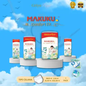 MAKUKU Popok Comfort Fit Super Jumbo M62+4 L54+4 XL44+4  XXL38+4 Bayi Anti Gumpal & Anti Ruam Kualitas Super Premium
