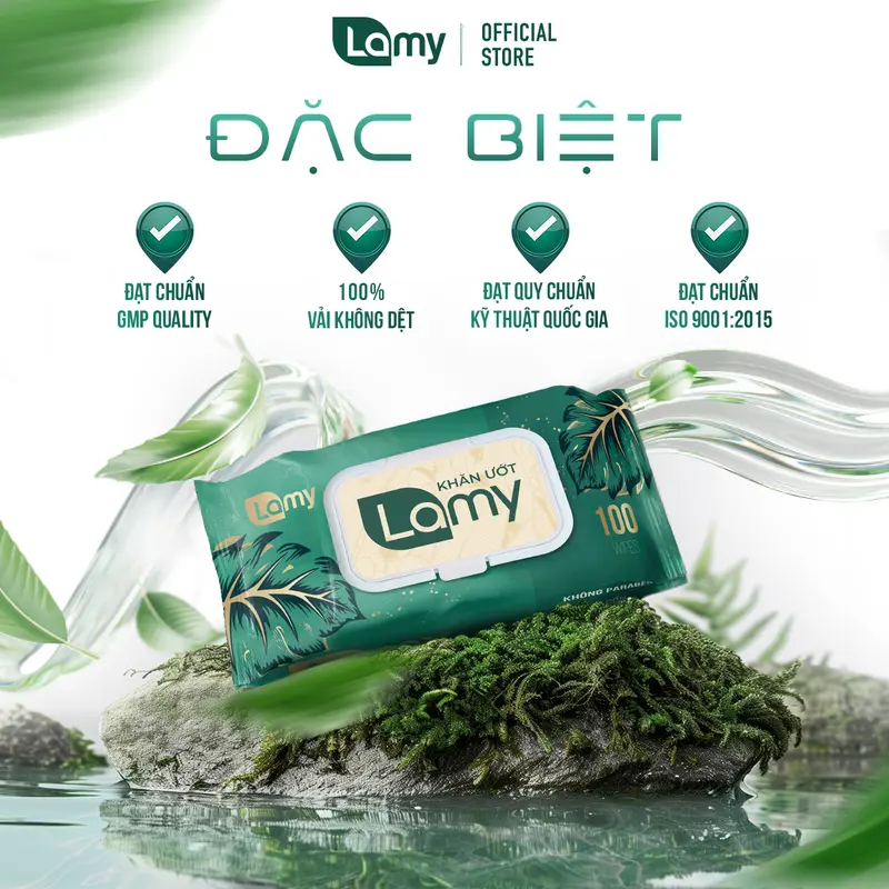 [LAMYAD] Khăn ướt LAMY - Thùng 10 gói x 100 tờ không cồn không mùi  không parabens an toàn cho bé 3