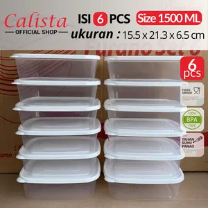 TOPLES CALISTA RUMOI UKURAN 1500ML SET 6 PCS UKURAN SEDANG SEALWARE BENING TOPLES PALSTIK BENING FOOD