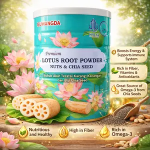 Oufen Lotus Root Powder Chia SEED NUTS Bubur akar teratai  Almond Kurma Merah  Bubuk Minuman Manis Strawberry