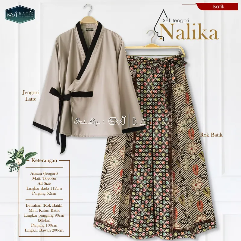 [SET] HANBOK SETELAN BATIK HYUN & ROK JARIK ATASAN WANITA KATUN SOLO TERBARU SET BATIK WANITA Karet Lembut 1
