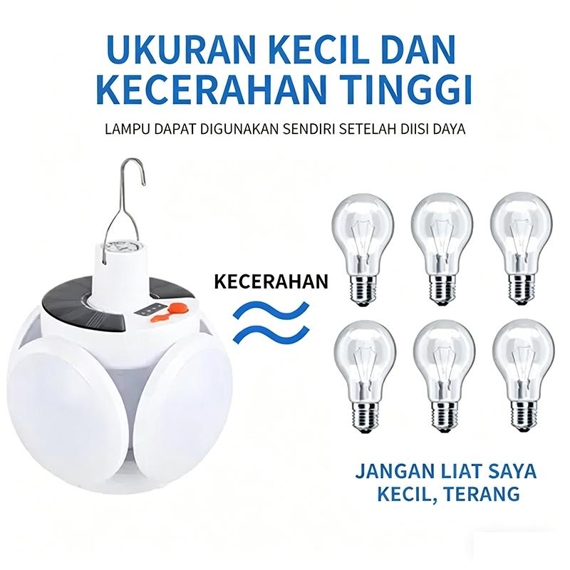 Lampu Camping Tenaga Surya Lipat，Cahaya Putih Terang，Tahan Air & Cuaca，Portable dengan Kait Gantung Peralatan camping wajib punya！Lampu lipat tenaga surya hemat daya，anti air cocok untuk outdoor & mendaki