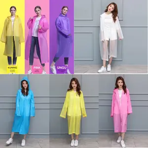 Jas Hujan EVA Tebal Bahan Vinyl Raincoat Topi light Weitght Ringan Pria Wanita Anak Waterproof