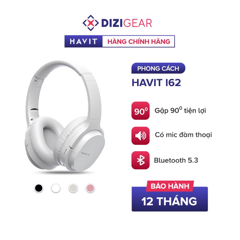 Tai Nghe Bluetooth Headphone HAVIT i62, Driver 40mm, BT 5.3, Nghe Đến 20H, Gập Gọn 90 - Chính Hãng BH 12 Tháng Dizigear