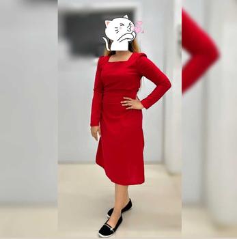 Product Review of 1312  red dress korean style long sleeve prom dress elegant dinner plus size black and white long dress woman office dress formal from Ꮢ**🪽 0