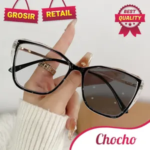 M-ARPT012 Kacamata Lensa Photocromic Anti Radiasi Wanita Pria Kacamata Bingkai Kotak Anti UV 2 In 1 Fotocromic Eyewear Glasses