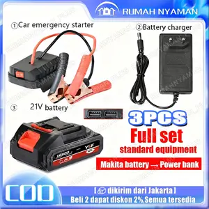 🍊🍊 3PCS Baterai gratis 2 USB Konverter Pengisian Daya Starter Loncat Mobil untuk Baterai Lithium Makita /DayiAdapter Darurat Mobil
