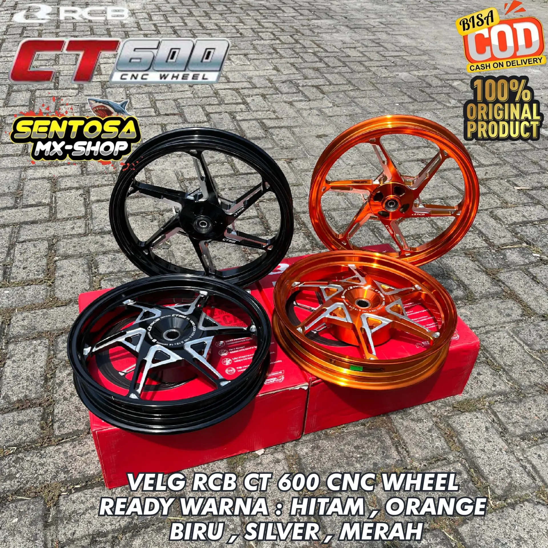 VELG RCB CT600 CNC WHEEL MIO SPORTY / MIO M3 / MIO 125 / BEAT FI / SCOOPY FI / BEAT KARBU / VARIO 125/150 LEBAR VELG DEPAN 185 & VELG BELAKANG 215 RING 14
