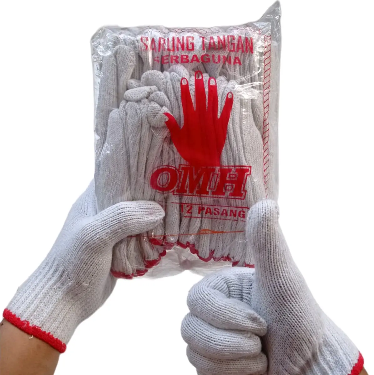 isi 12 pasang / 24 pcs, sarung tangan putih tebal + sarung tangan proyek+ sarung tangan kerja + sarung tangan berkebun