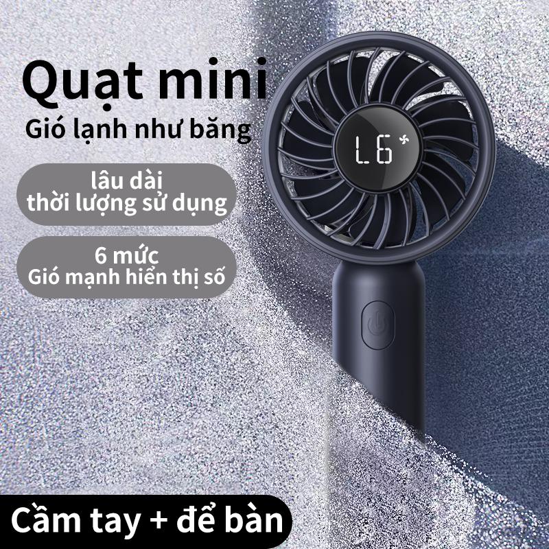 Quạt cầm tay mini siêu mạnh, Quạt sạc mini 5000 mAh chính hãng 100%, Quạt sạc mini sạc nhanh 1,5 giờ, Màn hình kỹ thuật số, Thích hợp cho du lịch, hoạt động ngoài trời 3