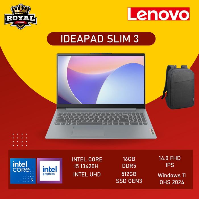 Gambar Lenovo IdeaPad Slim 3 14 I5 13420H 16GB 512GB W11+OHS 14.0WUXGA IPS BLIT 2Y PREM+2ADP GRY -3PID/16 Laptop Terbaru dengan Performa Intel Core i5 dan Grafis UHD - 16GB dari ROYAL COM Kota Administrasi Jakarta Selatan Tokopedia