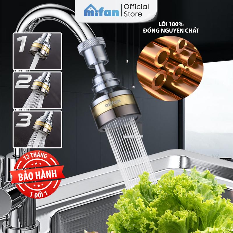  Đầu vòi rửa bát tăng áp đồng thau inox 304 cao cấp Mifan - 3 Chế độ phun áp suất cao xoay 360 - Sử dụng cho bồn rửa chén bát 