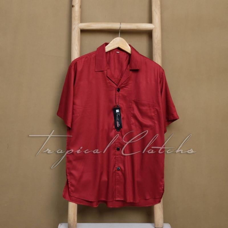 Kemeja Hawai Polos Lengan Pendek Pria/Wanita Rayon Premium Model Reguler - Baju,  Basic 4