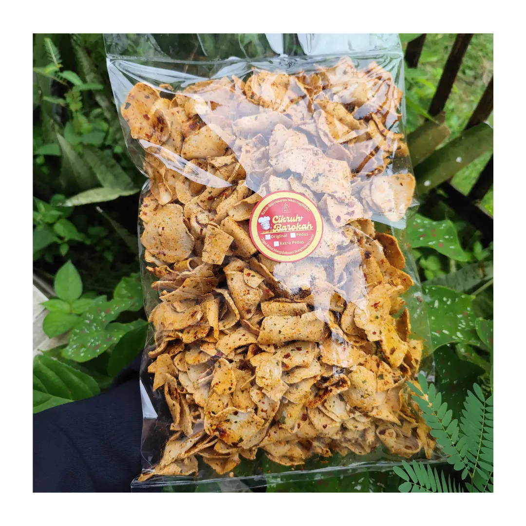 Cikruh Barokah 1KG Kripik Basreng Tipis Pipih Bumbu Melimpah Daun Jeruk Snacks Pedas Asin Cemilan Food Merah Goreng Renyah Gurih Tanpa Pengawet Camilan Keripik Pedas Gurih