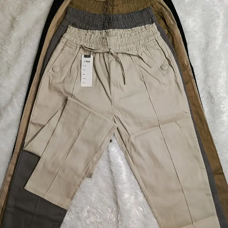 Celana Basic Baggypants Twill Combed Stretch #celana wanita#celana panjang p Chino Cream Diamond Formal Karet Melar Nyaman Tebal Samping Kancing Kaki Variasi  Kerja Katun Casual Santai baggy pants wanita celana  panjang Bahan slim 2
