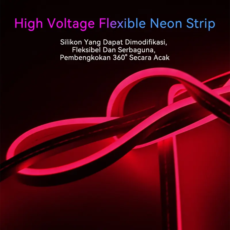 QPT Mall Paket Lampu Neon Flex 220v 1m 2m 3m 4m 5m  Led Selang Fleksibel 220v Warna Neon Outdoor DIY Strip 3