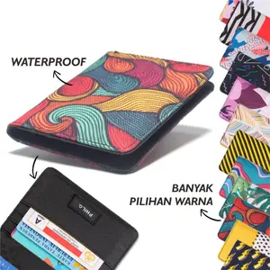 Dompet kartu kain simpel model lipat 8 slot kartu card wallet kain motif