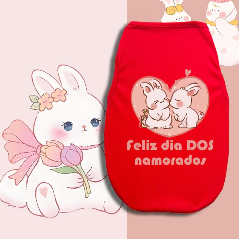 Product Introduction of Rompi dengan cetakan kucing dan anjing, jaket bernafas dengan corak arnab cinta, untuk anjing kecil dan sederhana, Baju 12