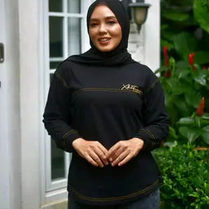 Xhafana | Atasan Kaos Wanita Lengan Panjang Hijab Alensha Korean Style Casual Bahan Katun Combed 20s Baju Top Cewek / Hitam Dewasa Remaja Muslim