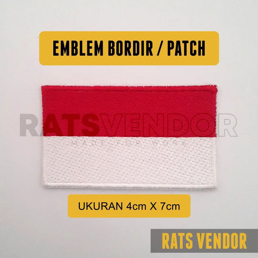 Emblem Bordir / Patch Logo Bendera Merah Putih Indonesia Untuk Tempelan Aksesoris Jaket Tas Topi Kemeja