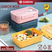 Gambar SUBRON Lunch Box Rantang 1100ML 3 Grid Free Sendok Garpu Food Grade Misting Bekal Makan Siang Kotak Wadah - KUNING dari SUBRON KITCHENWARE Kab. Bandung 1 Tokopedia