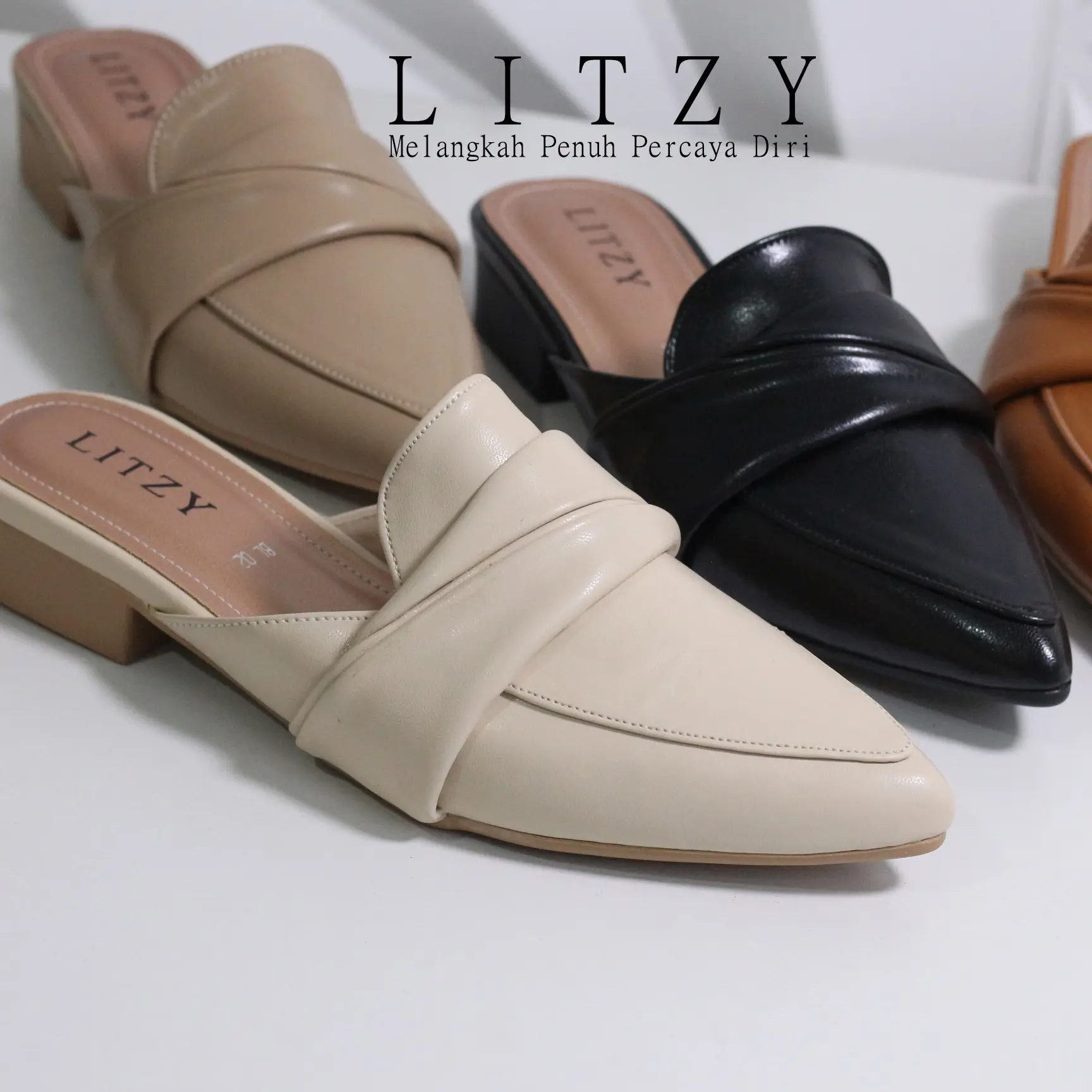 LITZY - Angelia Sendal Mules Wanita Heels 3 cm Shoes