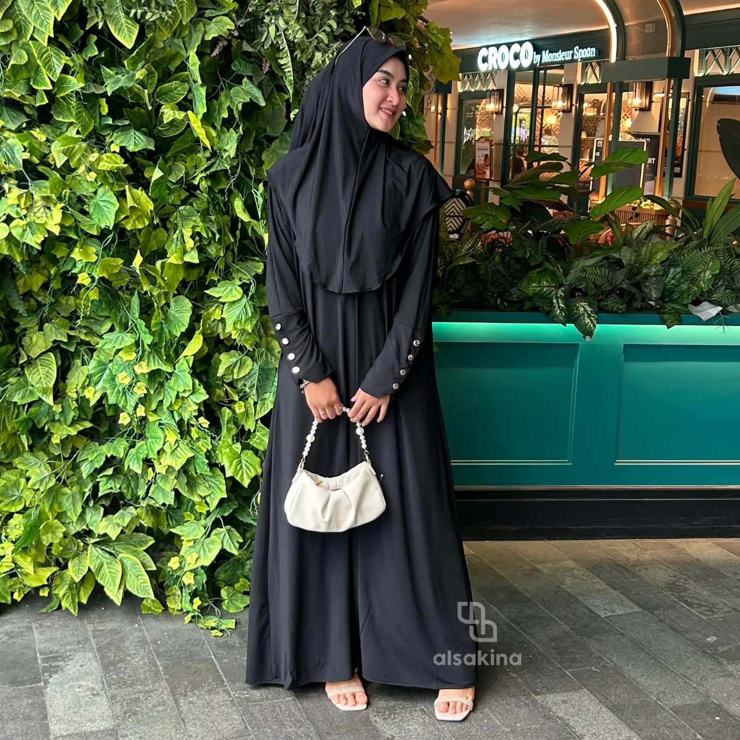 Medina Abaya Set Hijab  - Abaya Jersey - Abaya Mewah - Gamis Umroh -  Gamis Syari
