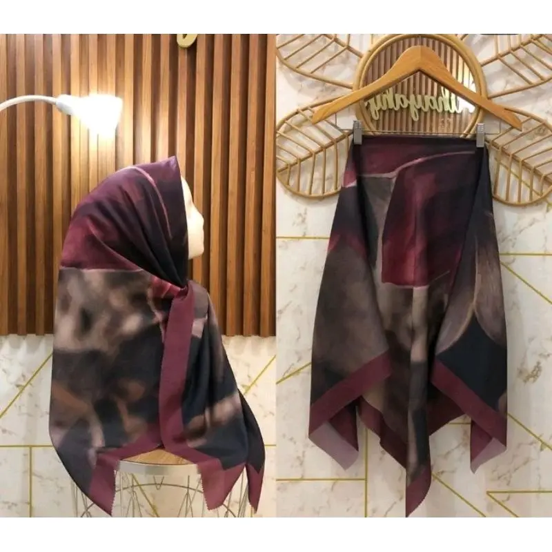 HIJAB KERUDUNG SEGI EMPAT MOTIF BANISCP TERBARU VOAL PREMIUM MEWAH LASER CUT TIDAK NERAWANG ANTI LETOY Muslim